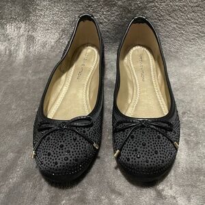 ADRIENNE VITTADINI 8 M Cathi Embellished Ballet Slip On Flats Black